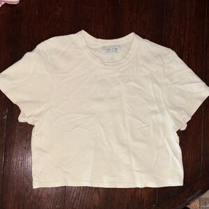 Chic Cream Crop Top and Pull on Pant Set